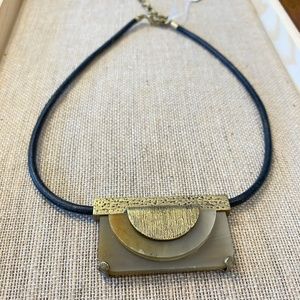 RETIRED Silpada Brass Horn Leather Necklace